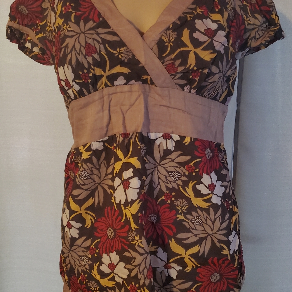 Brown Multi Floral Top